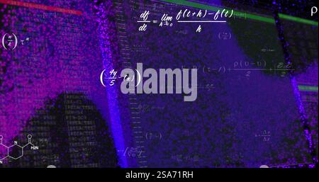 Image of mathematical data processing on screens with connections Stock Photo
