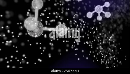 Image of dna strand over molecues Stock Photo