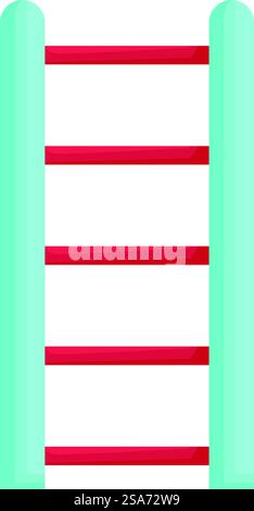 Minimalist blue ladder standing up with red steps on white background. Blue ladder standing up with red steps on white background Stock Vector