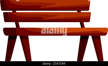 Simple wooden bench standing in the park, place for relaxation. Wooden bench standing in the park on white background Stock Vector