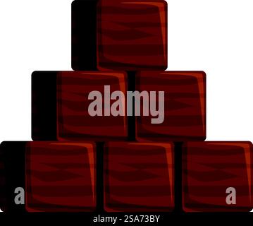 Brown wooden cubes stacked in a pyramid shape, creating a sense of stability and order. Stacked wooden cubes forming a pyramid structure Stock Vector