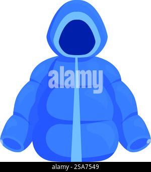 Blue winter jacket keeping you warm during the cold winter days. Blue winter jacket protecting from cold weather Stock Vector