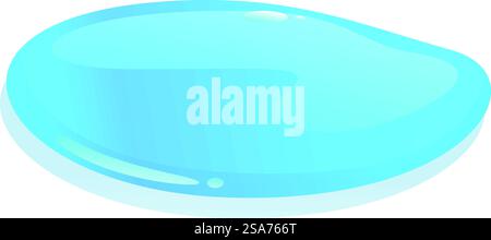 Cartoon puddle of water spreading on a flat surface. Blue water puddle lying on the floor Stock Vector