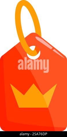 This simple icon shows a price tag with a crown, making it perfect for representing premium quality products. Orange price tag with crown showing premium quality product Stock Vector