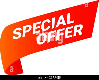 Red ribbon announcing a special offer with a gradient effect from orange to red. Red ribbon announcing special offer with gradient effect Stock Vector