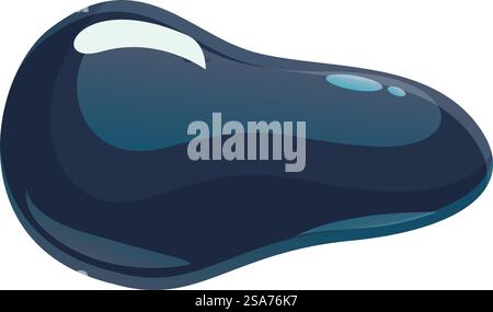 Large, glossy, dark blue blob of slime is spreading horizontally. Big gooey blob of dark blue slime spreading Stock Vector