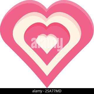 Pink heart representing love and affection with concentric shapes for valentine&rsquo;s day. Pink heart showing love and affection with concentric shapes Stock Vector