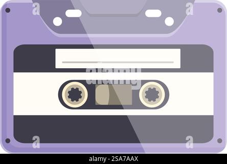 Purple audio cassette tape is playing music, bringing back memories of the past. Vintage purple audio cassette tape playing music Stock Vector