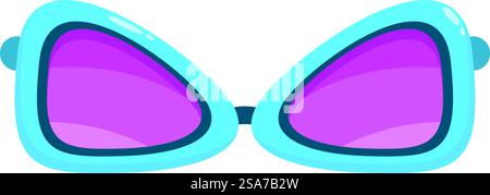Blue sunglasses protecting from sun with pink lenses, isolated on white background. Blue sunglasses protecting from sun with pink lenses Stock Vector
