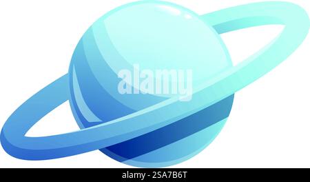 Cartoon blue planet with rings orbiting in the space. Blue planet with ring orbiting in space Stock Vector