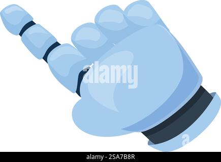 Cartoon style illustration of a blue robot hand pointing with its index finger extended. Blue robot hand pointing with index finger Stock Vector
