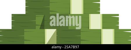 Large stack of green hay bales creating a pyramid shape. Stack of green hay bales for animal feed on farm Stock Vector