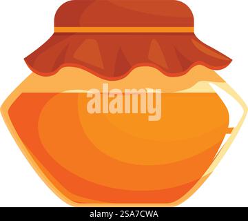 Glass jar full of honey, closed and covered with a brown cloth, isolated on a white background. Glass jar filled with honey and covered with brown cloth Stock Vector