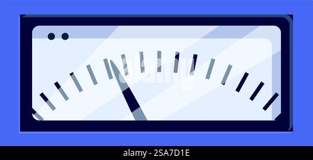 Analog voltmeter is displaying a measurement with a needle pointing to a value on a scale. Analog voltmeter measuring voltage with needle Stock Vector