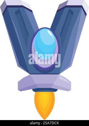 Cartoon spaceship is launching into space with its engines firing. Cartoon spaceship launching to explore the universe Stock Vector