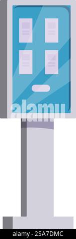 Interactive information kiosk displaying multiple options for users, providing easy access to information and services. Interactive information kiosk displaying multiple options for users Stock Vector