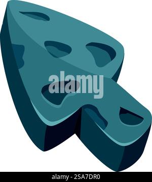 Large, gray asteroid with craters is floating through the vast expanse of space. Large asteroid floating through space on white background Stock Vector