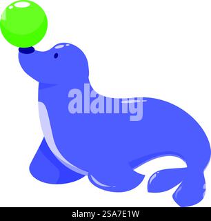 Trained seal balancing a ball on its nose while performing on a circus ...