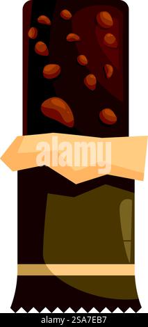 Chocolate bar with nuts wrapped in foil is waiting to be eaten Stock Vector