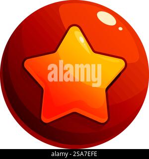 Glossy star button shining on brown background, perfect for game developers. Glossy star button shining on brown background Stock Vector