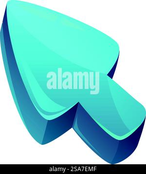Blue cursor with reflection effect is pointing on a white background. Blue cursor is pointing on a white background Stock Vector