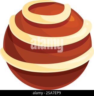 Round chocolate candy with filling forming swirling pattern, isolated on white background Stock Vector