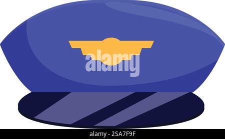 Blue pilot hat with golden wings is sitting on a surface. Blue pilot hat with golden wings sitting on a surface Stock Vector