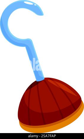 Cartoon pirate hook prosthesis is replacing a missing hand. Pirate hook prosthesis is replacing a missing hand Stock Vector