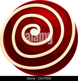 Round red and white candy swirling, perfect for projects related to sweets, treats, and confectionery. Round candy with red and white swirl pattern Stock Vector