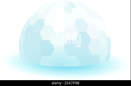 Abstract light blue hemisphere dome structure standing on blue surface with white background. Abstract hemisphere dome structure standing on blue surface Stock Vector