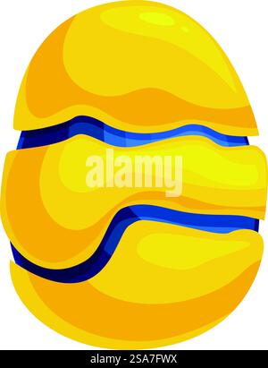 Golden egg decorated with blue wavy stripes, bringing the spirit of easter. Golden egg decorated with blue wavy stripes for easter celebration Stock Vector