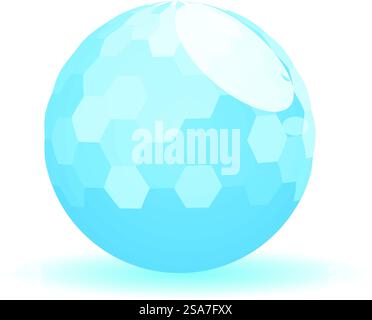 Abstract 3d illustration of a blue sphere with a hexagonal pattern, representing concepts like technology, innovation, and the future. Blue sphere with hexagonal pattern floating on white background Stock Vector