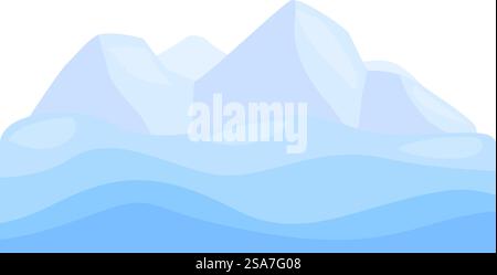 Iceberg floating on sea, global warming concept. Big iceberg floating on ocean water surface Stock Vector