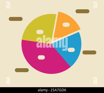 Colorful pie chart showing market share with minimalist design. Colorful pie chart representing data and statistics Stock Vector