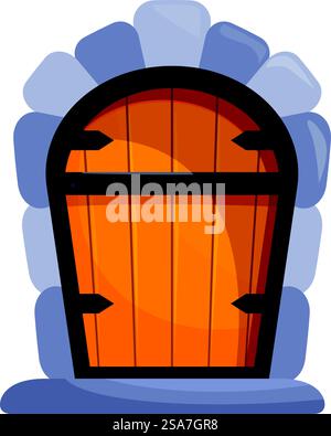 Cartoon door. Opened and closed wooden doors. Vector illustration Stock ...