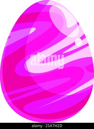 Pink easter egg decorated with wavy stripes is bringing the festive mood. Bright pink easter egg decorated with wavy stripes Stock Vector