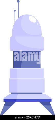 Modern telecommunication tower transmitting data with antennas. Futuristic communication tower sending signals into space Stock Vector