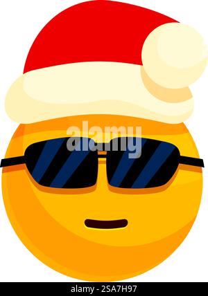 cool Santa Claus emoticon with sunglasses smiley emoji vector ...