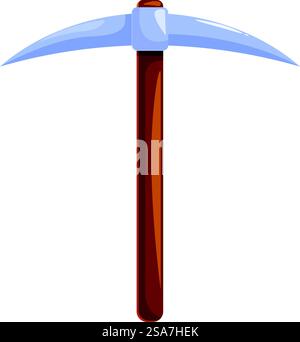 Cartoon style pickaxe with a wooden handle and a metal head mining for coal and ores. Cartoon style pickaxe mining for coal and ores Stock Vector