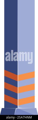 Grey parking bollard with orange reflecting stripes ensuring pedestrian safety. Parking bollard protecting sidewalk from car traffic Stock Vector