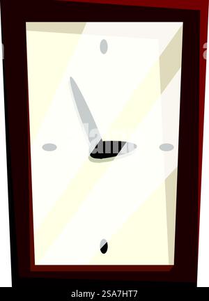 Square clock telling the time, with hour and minute hand, on white background. Square clock telling time with hour and minute hand Stock Vector