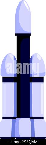 Spacecraft rocket standing on launchpad and ready for launching to explore the galaxy. Spacecraft rocket prepared for launching to explore the galaxy Stock Vector