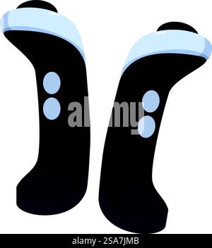 Pair of virtual reality controllers lying on white background. Two vr controllers standing ready for gaming action Stock Vector