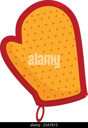 Yellow oven mitt with red border protecting from heat. Oven mitt protecting from the heat while cooking Stock Vector