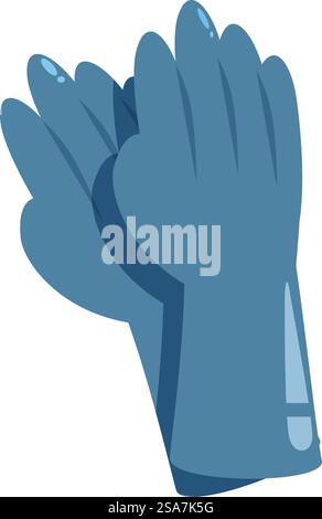 Blue working gloves protecting hands, safety equipment for construction and industrial work. Blue working gloves protecting hands on white background Stock Vector