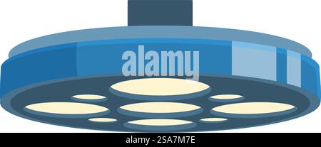 Powerful surgical lamp illuminating operating room, providing bright light for medical procedures. Surgical lamp hanging and illuminating operating room in hospital Stock Vector