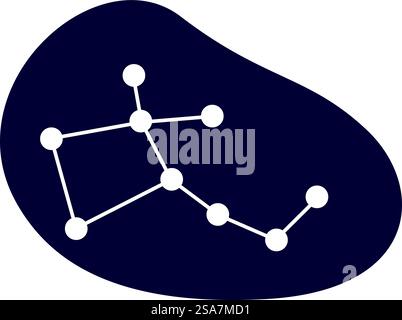 Virgo constellation forming white lines on a dark blue background, perfect for representing astronomy and astrology concepts. Virgo constellation forming white lines on dark blue background Stock Vector