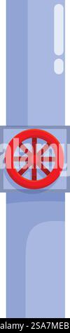 Industrial pipe with valve, controlling the flow, regulating, pipeline, industry. Industrial pipe with valve controlling the flow Stock Vector
