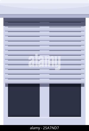 Window is being covered by a modern rolling shutter system. Modern window being protected by external rolling shutters Stock Vector