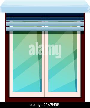 Modern window with a canopy and jalousie is being opened, ideal for illustrations about architecture and interior design. Modern plastic window with jalousie is being opened Stock Vector